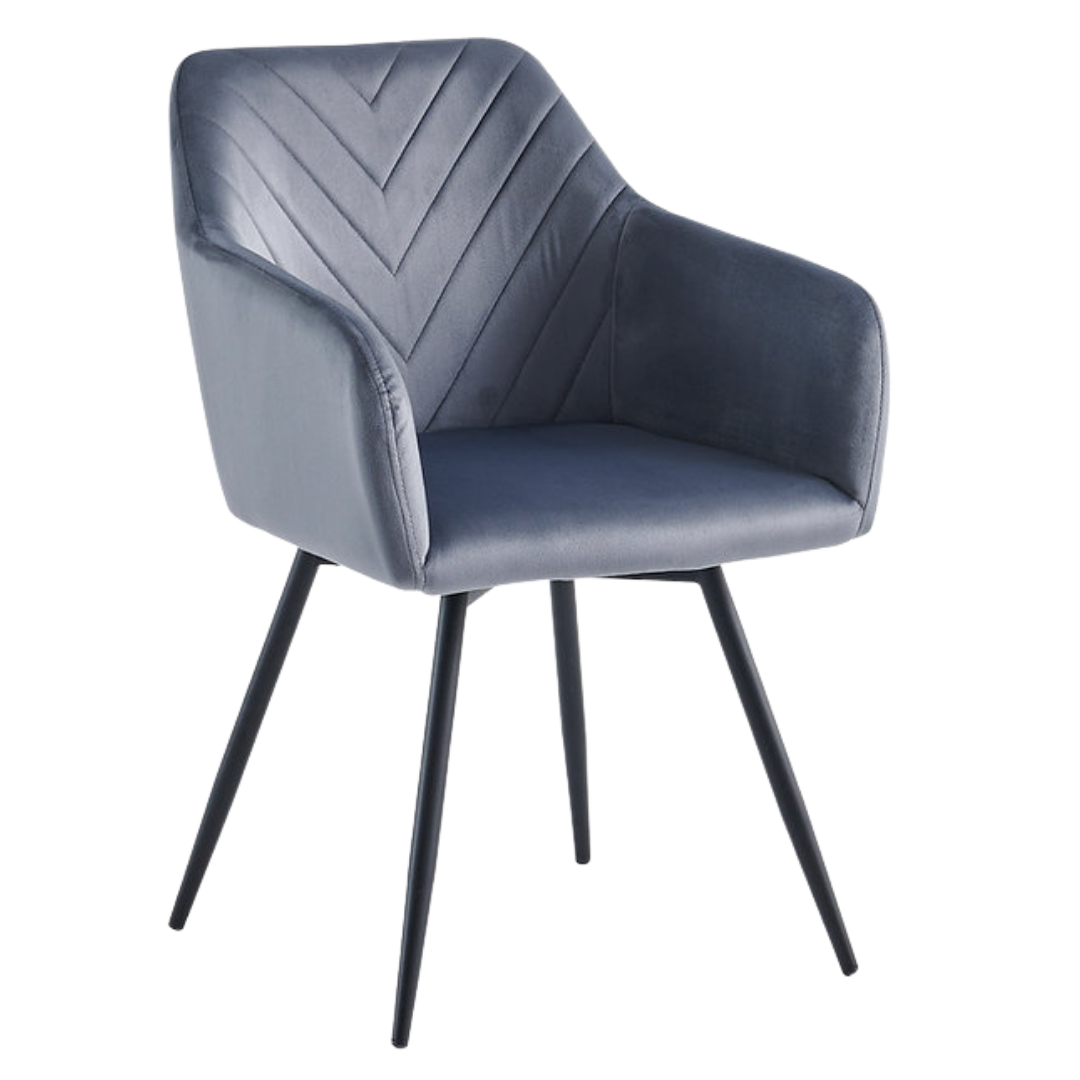 Velvoria – Set of 2 – Velvet Dining Chair – Dark Grey