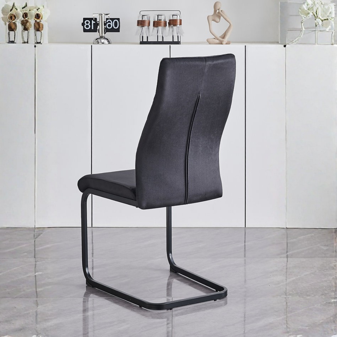 Axis – Dining Set – Grey Marble Veneer / Black Velvet