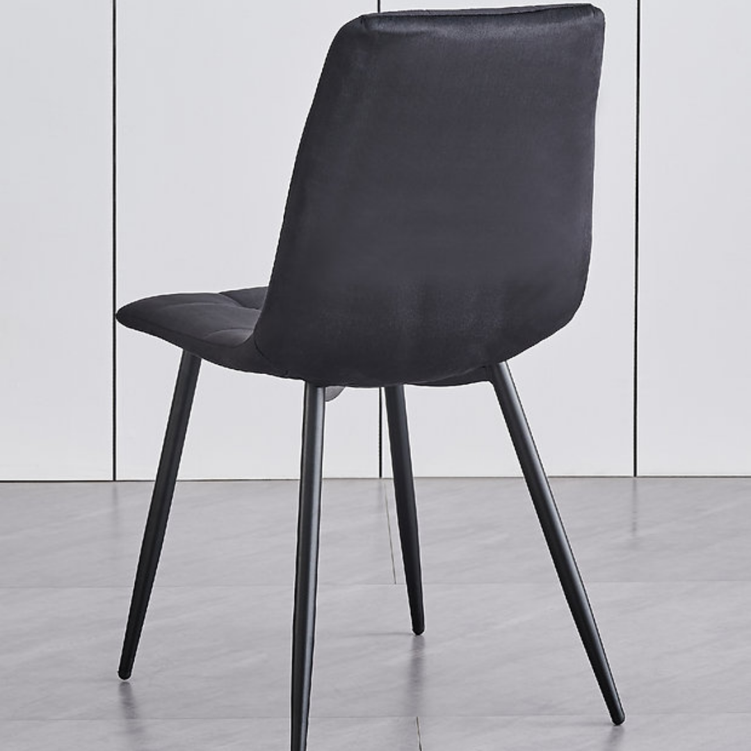 Ensemble de salle à manger Linear – Placage marbre blanc / Velours noir