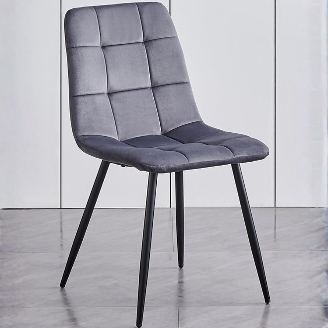 Ensemble de salle à manger Linear – Placage marbre blanc / Velours gris