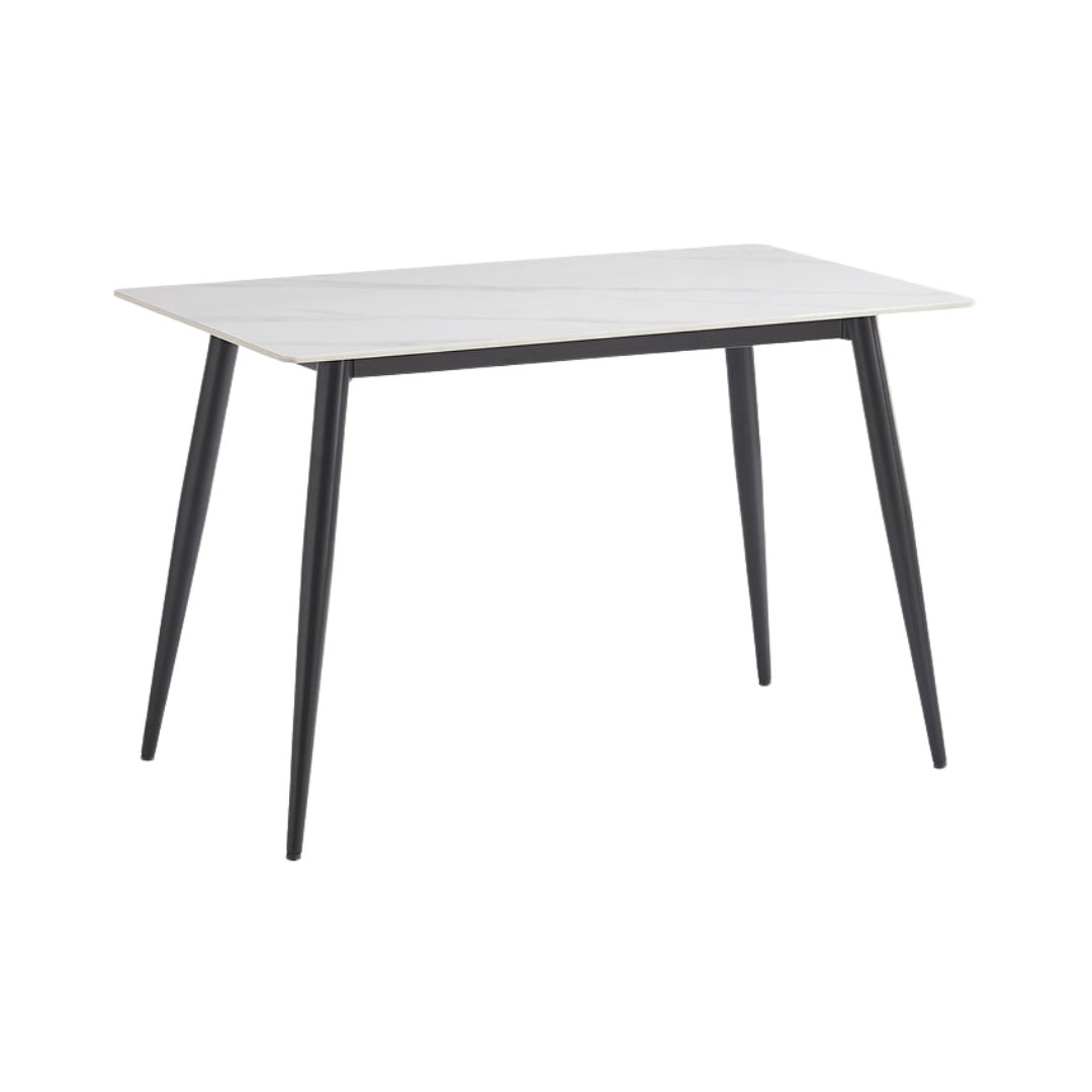 Siena – Dining Set – White Marble Look / Light Grey Velvet