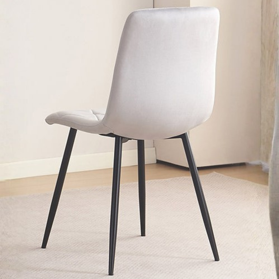 Siena – Dining Set – White Marble Look / Light Grey Velvet