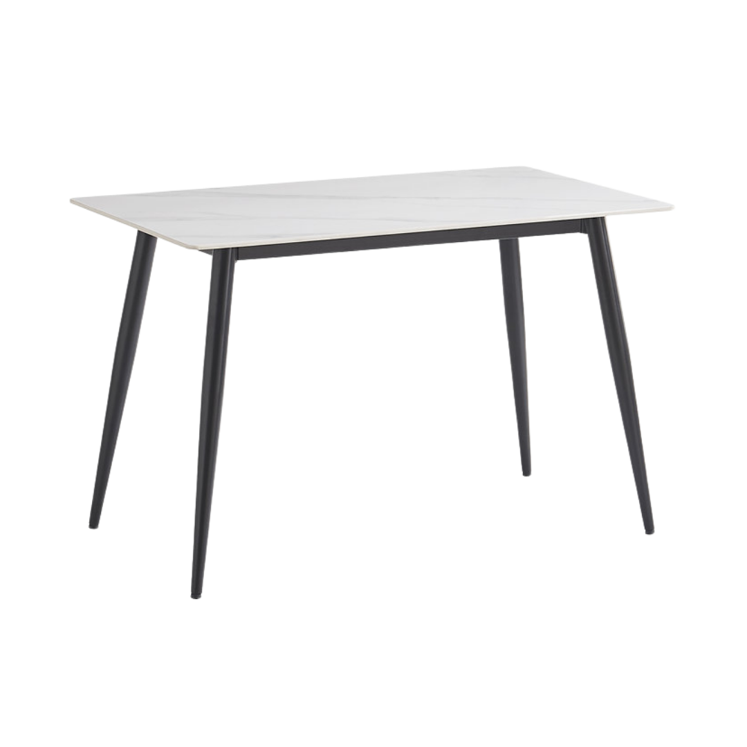 Siena – Dining Set – White Marble Look / Dark Grey Velvet