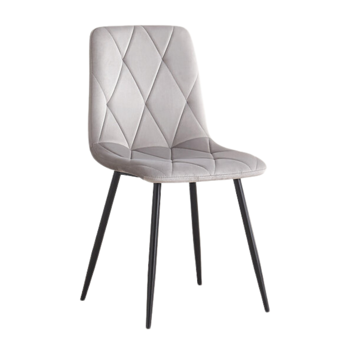 Diamella – Set of 4 – Velvet Dining Chair – Light Grey