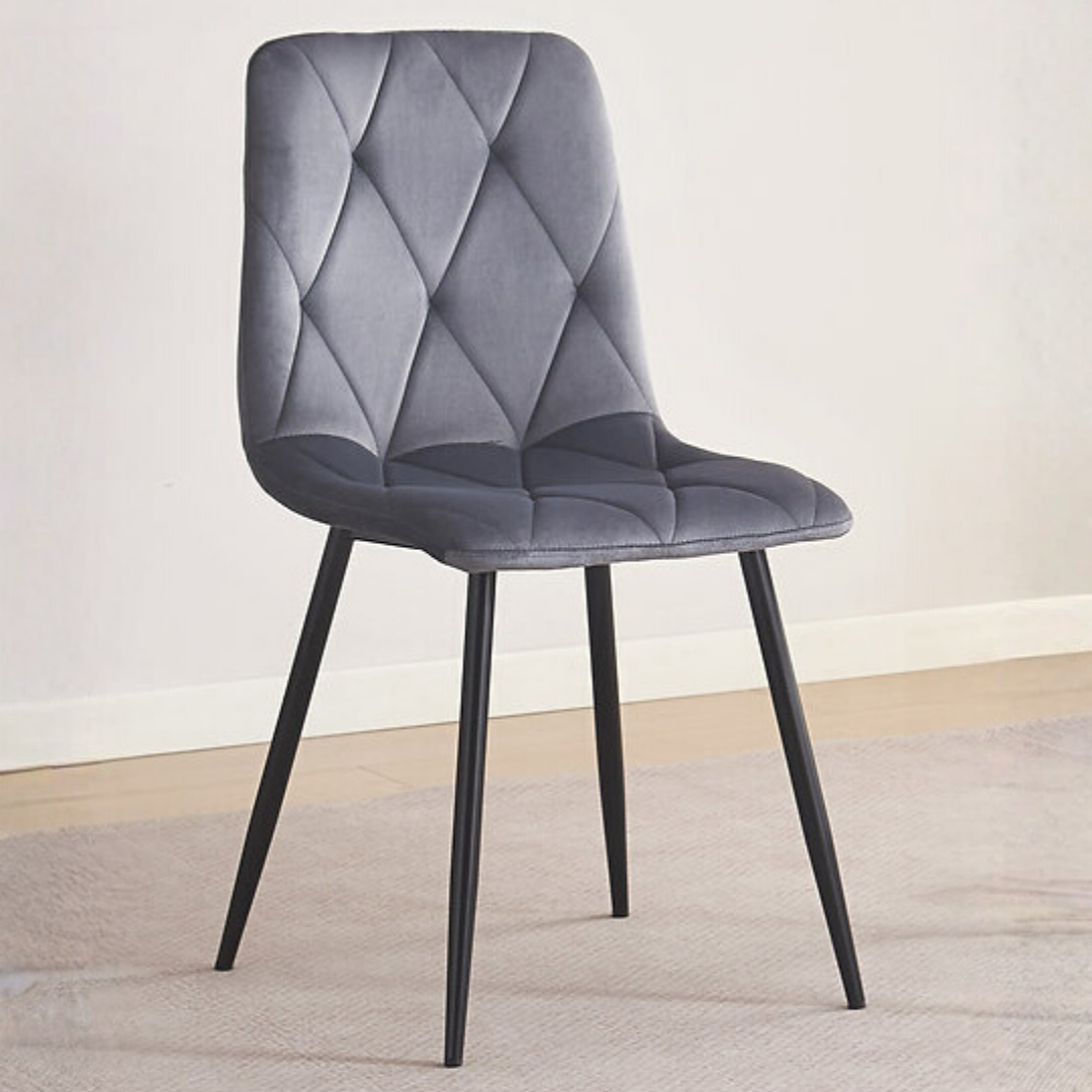 Diamella – Ensemble de 4 – Chaises de salle à manger en velours – Gris foncé