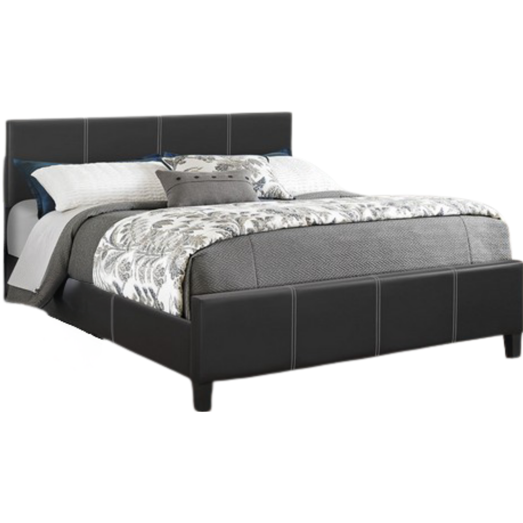 Queen Bed - Black PU Bed 165