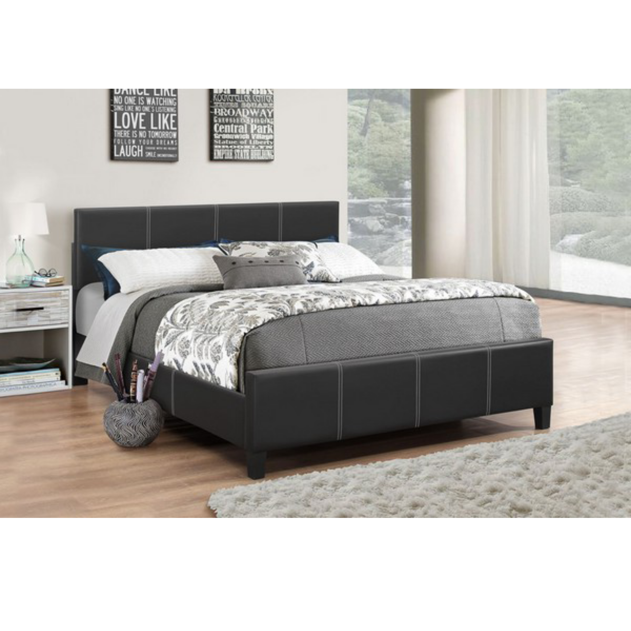 Lit double - Lit en PU noir 165