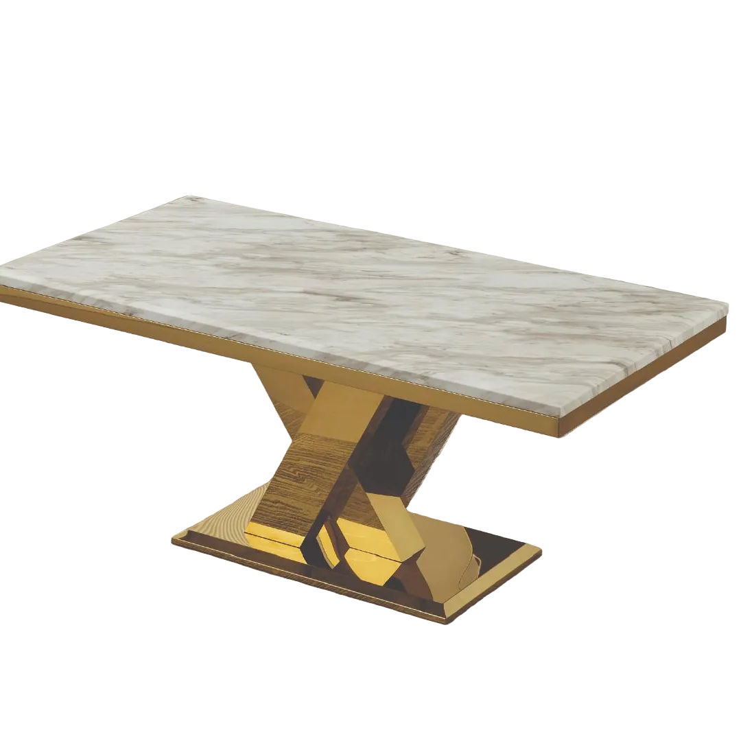 Leya – Dining Table – Marble Look / Gold Base