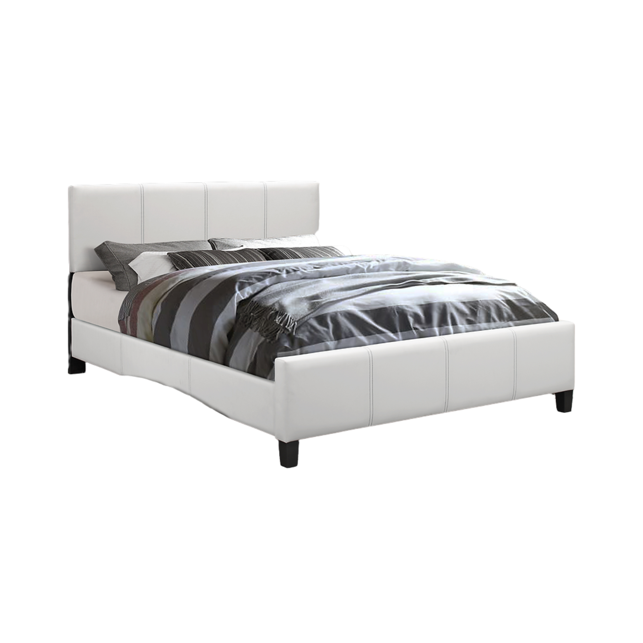Twin Bed - White PU Bed 174
