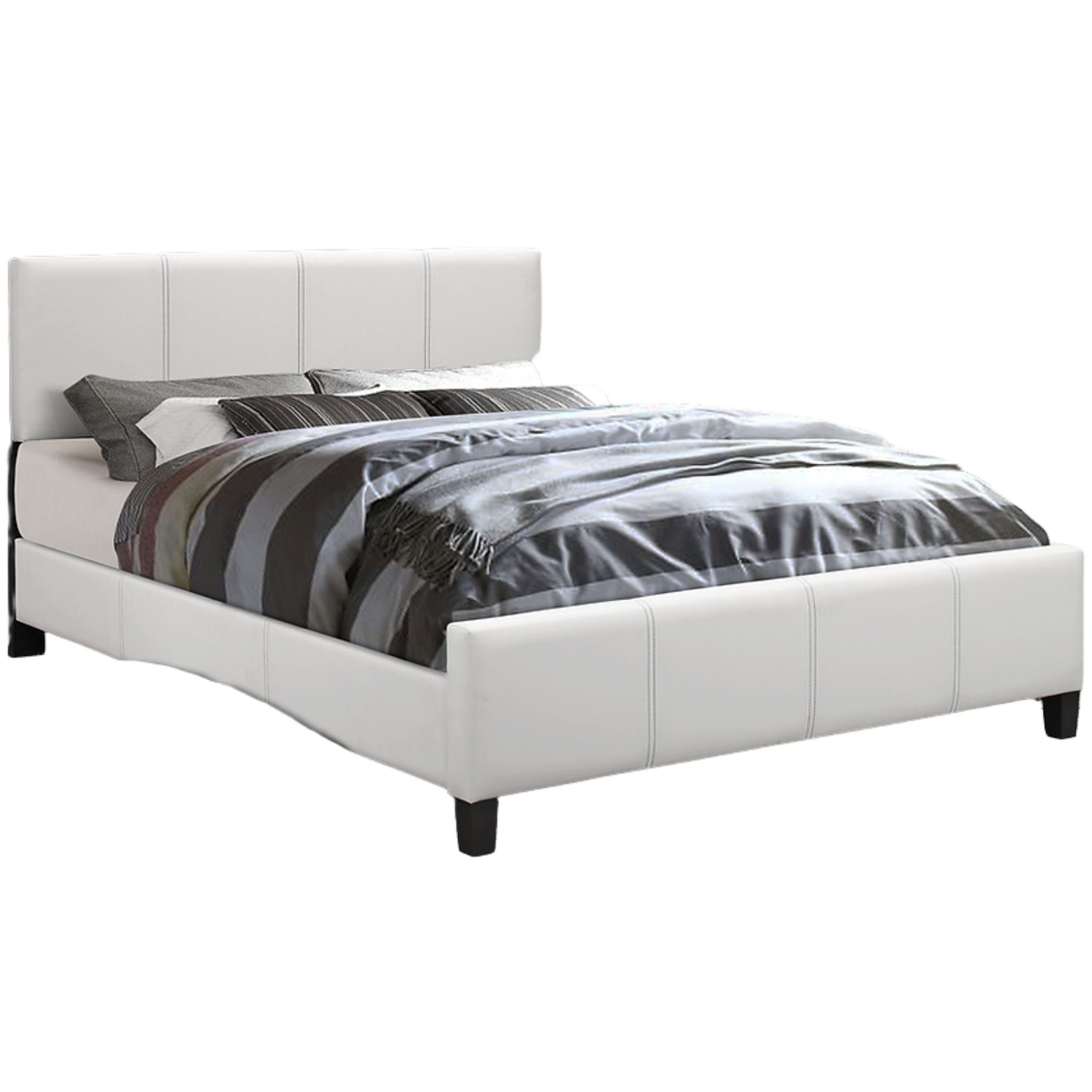 Queen Bed - White PU Bed  174