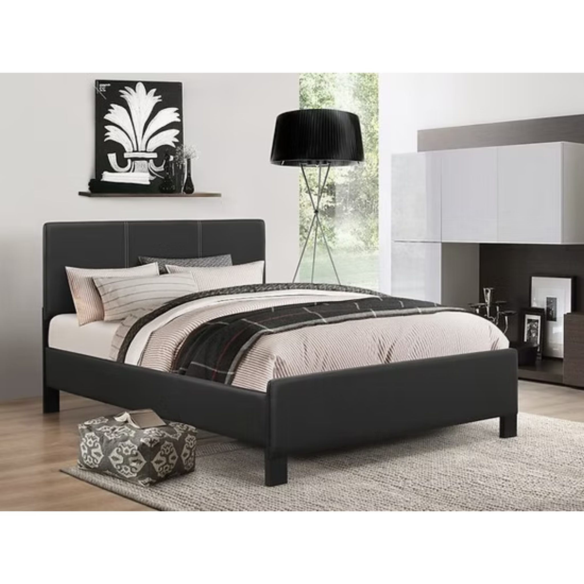 Twin Bed - Black PU Bed 175