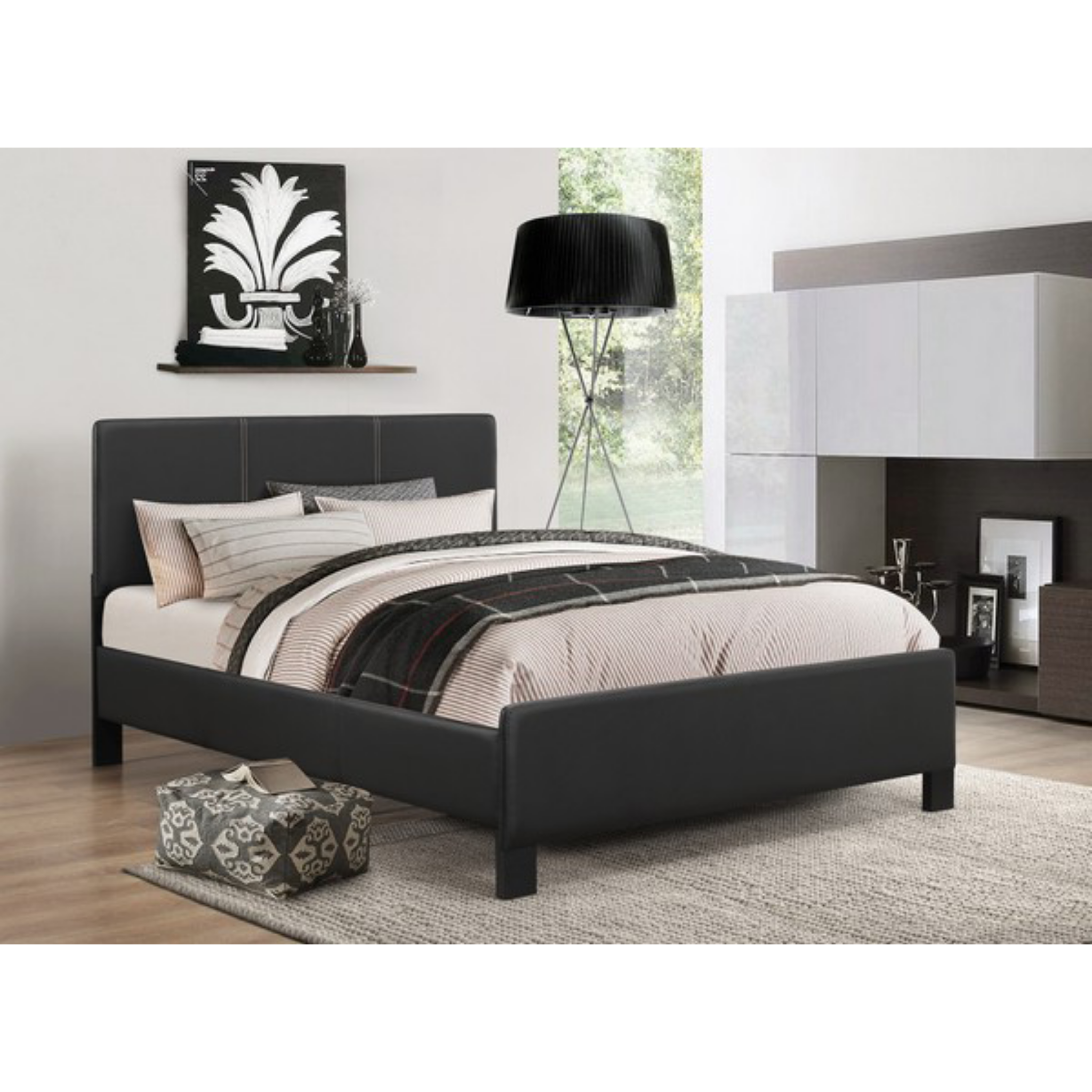 Lit double - Lit en PU noir 175
