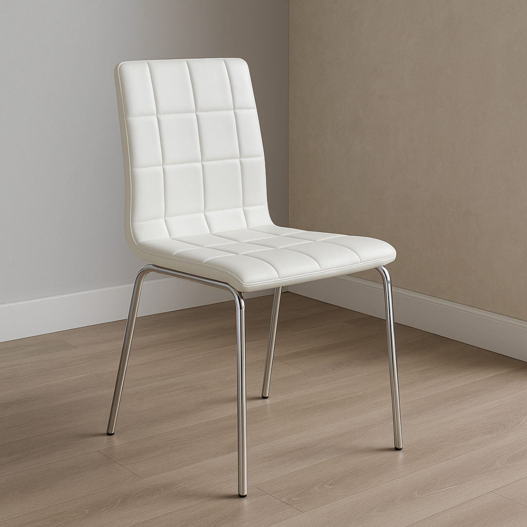 Gridora – Ensemble de 4 – Chaises de salle à manger rembourrées – Blanches