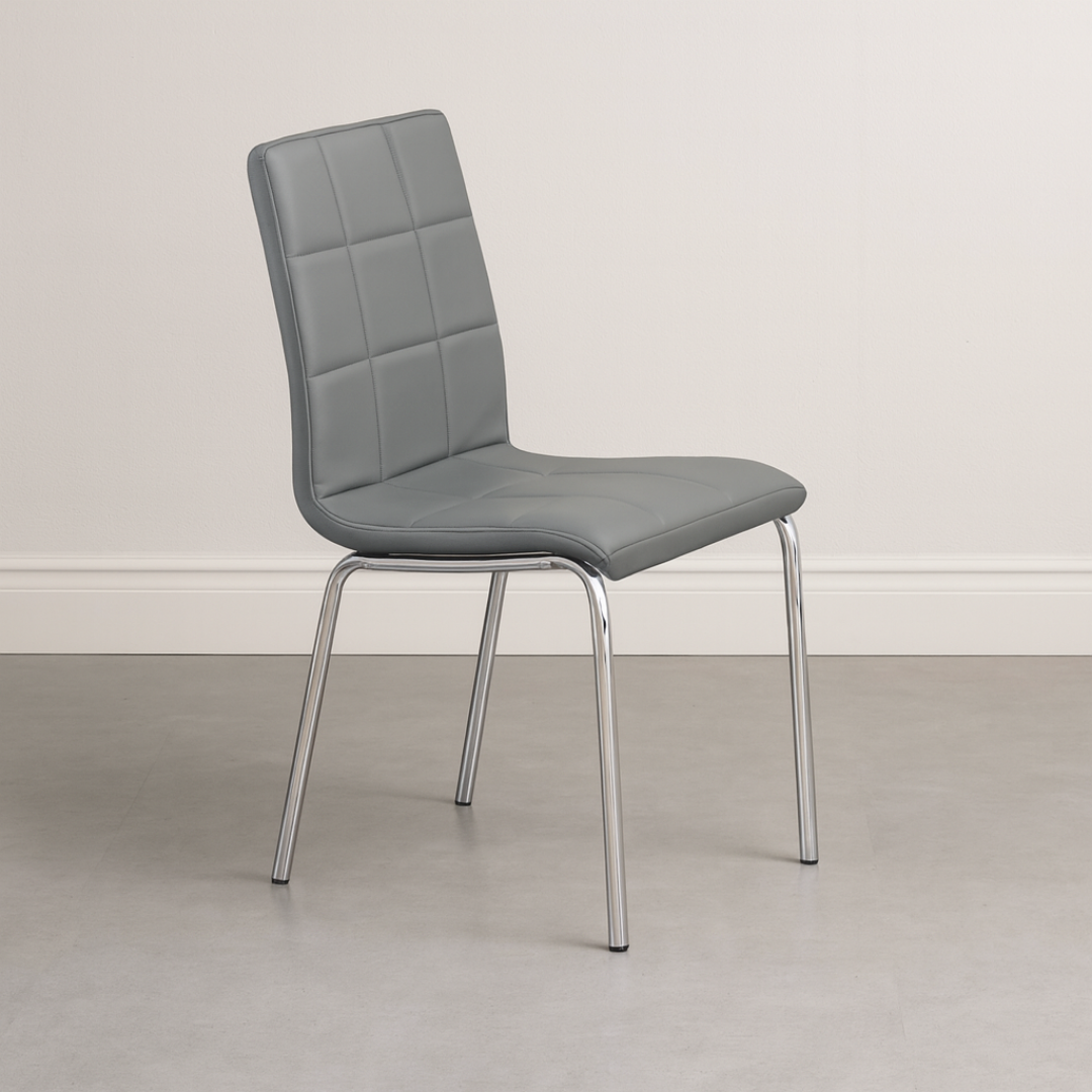 Gridora – Set of 4 – Upholstered Dining Chair – Grey