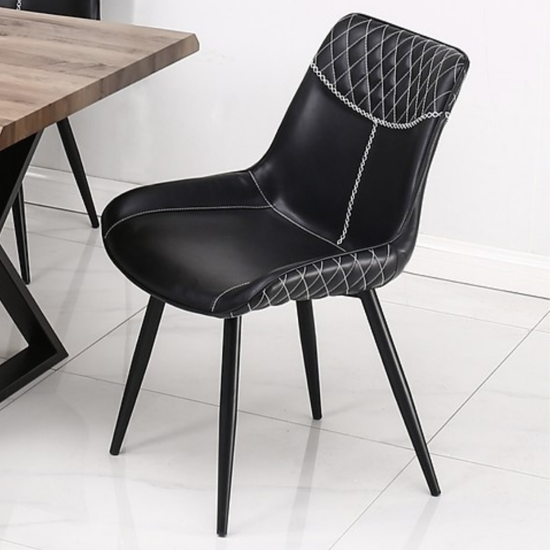 Riviera – Dining Set – Wood Look / Black PU