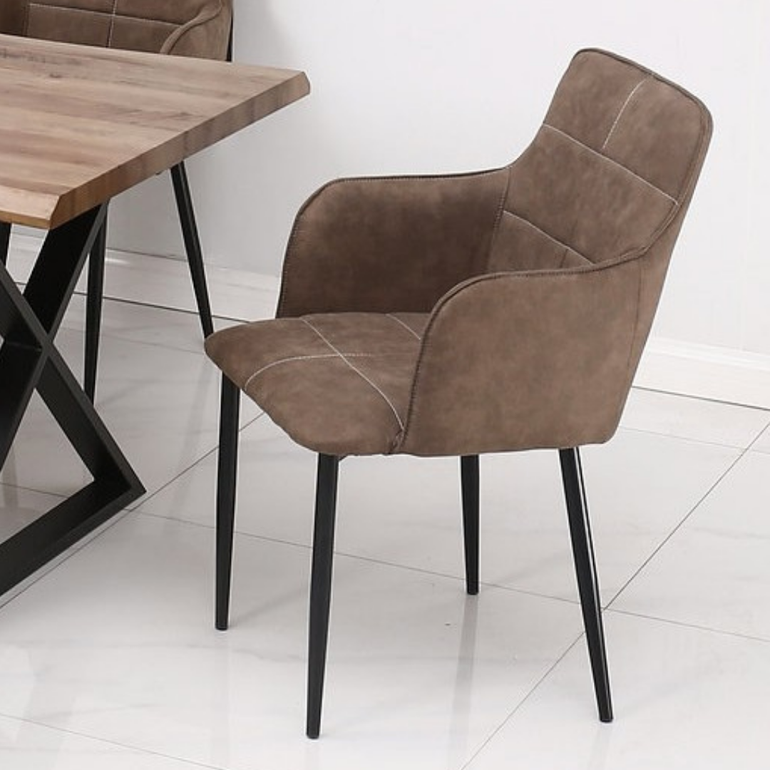 Riviera – Ensemble de salle à manger – Aspect bois / Marron anthracite PU