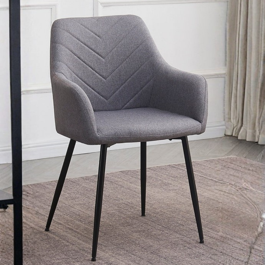 Ensemble de salle à manger Novo – Aspect marbre blanc / Tissu gris