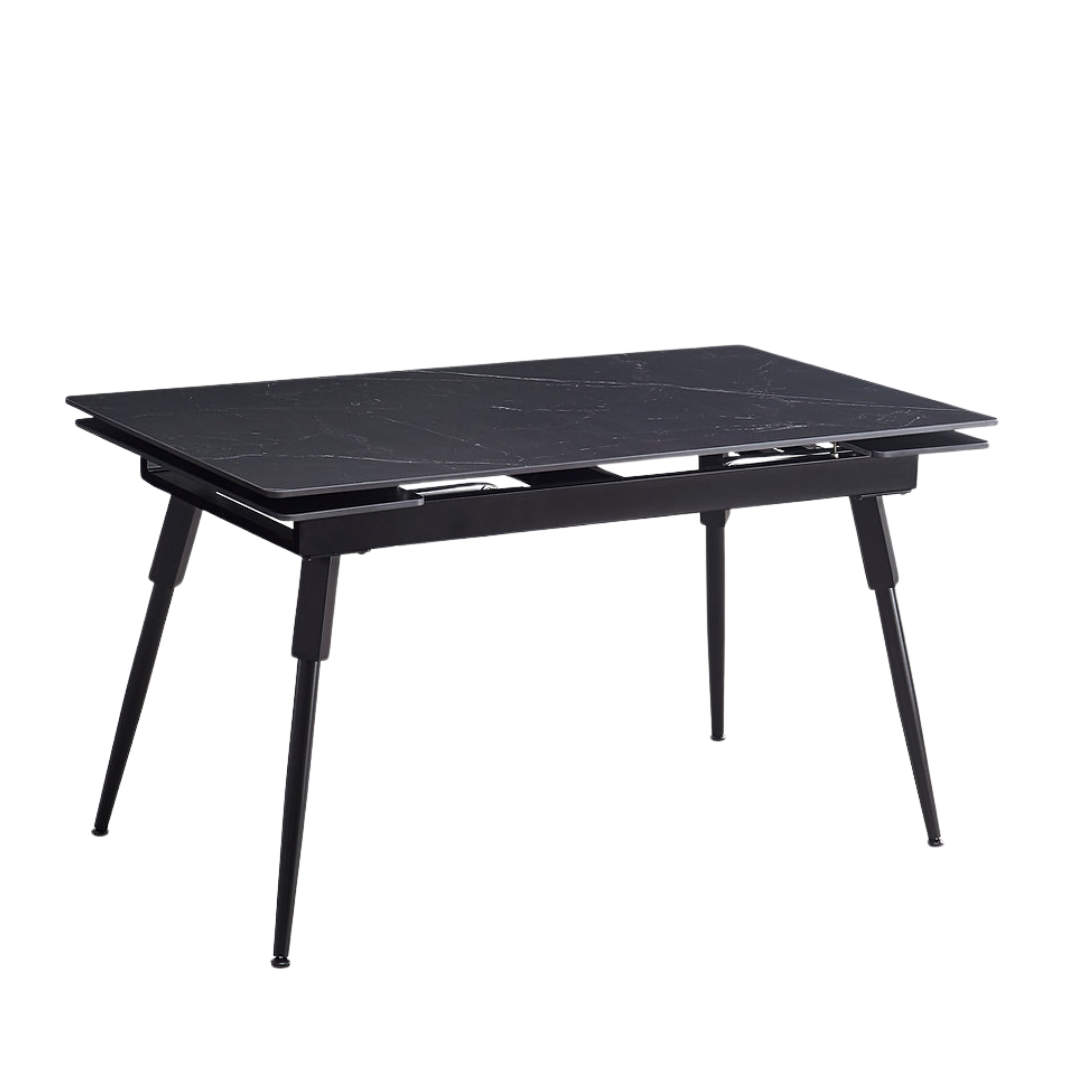 Structa – Dining Set – Black Marble Look / Grey Velvet