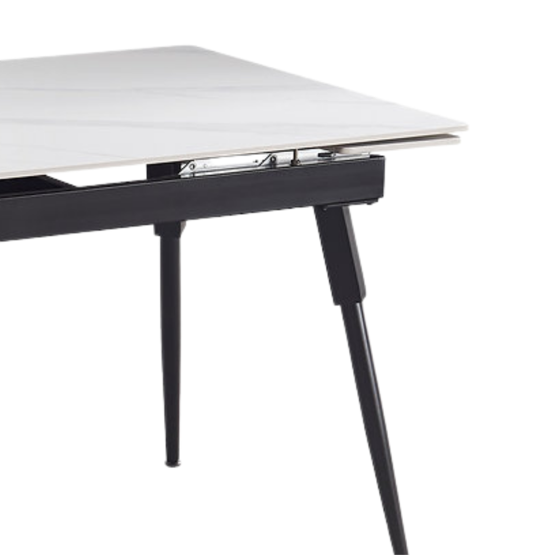 Lunaro – Table de salle à manger extensible – Aspect marbre blanc