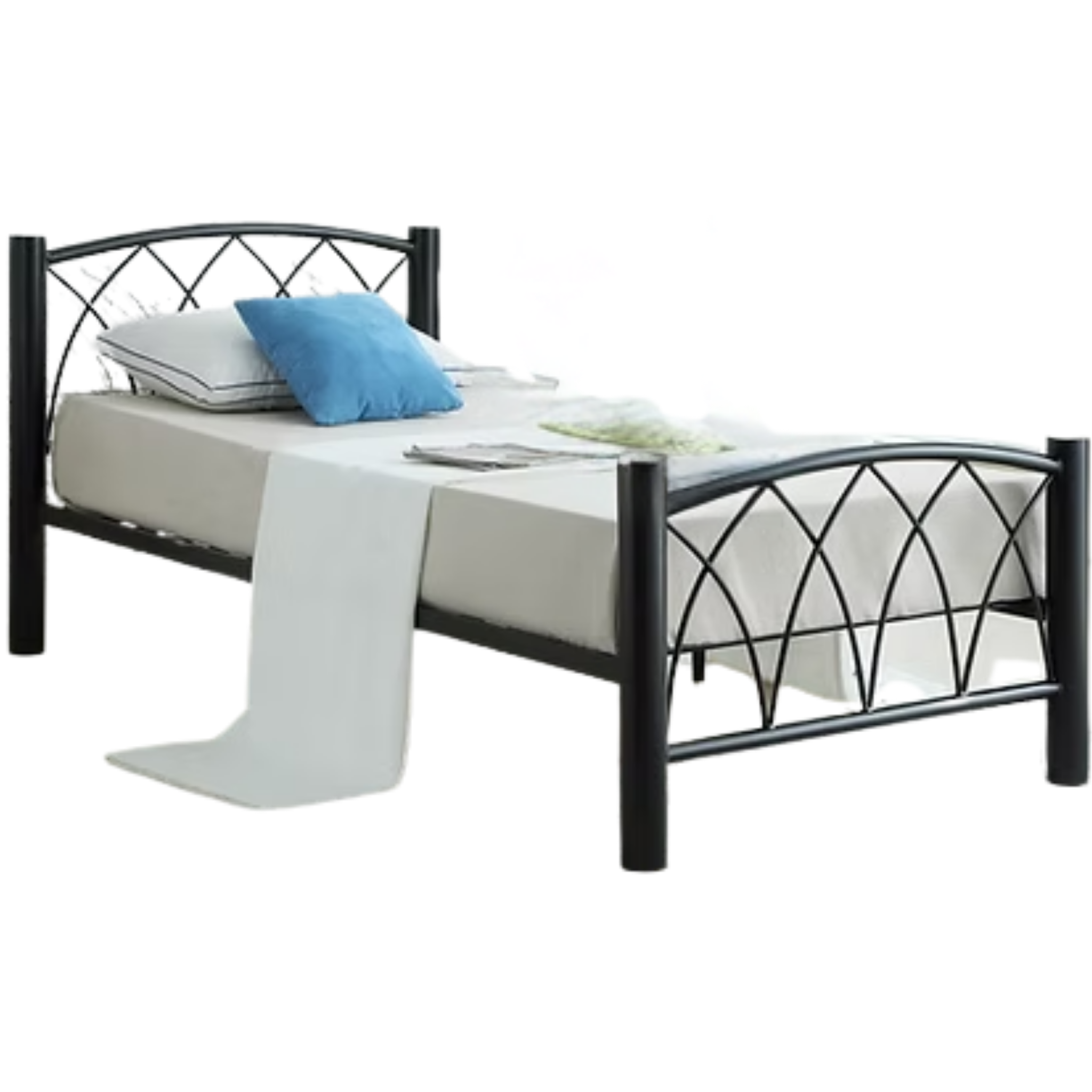 Lit double - Lit en métal noir 182