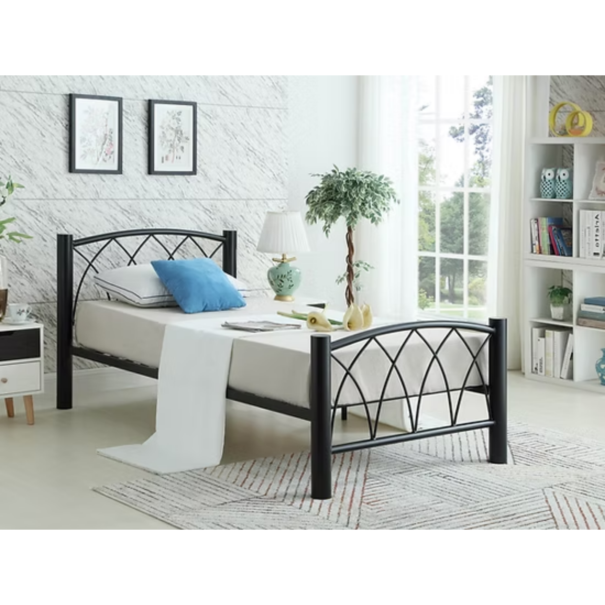 Lit double - Lit en métal noir 182