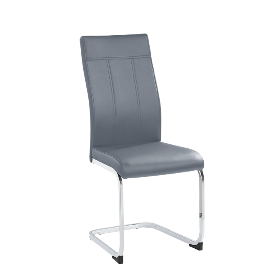 Astoria – Ensemble de salle à manger – Verre marbré blanc / PU gris