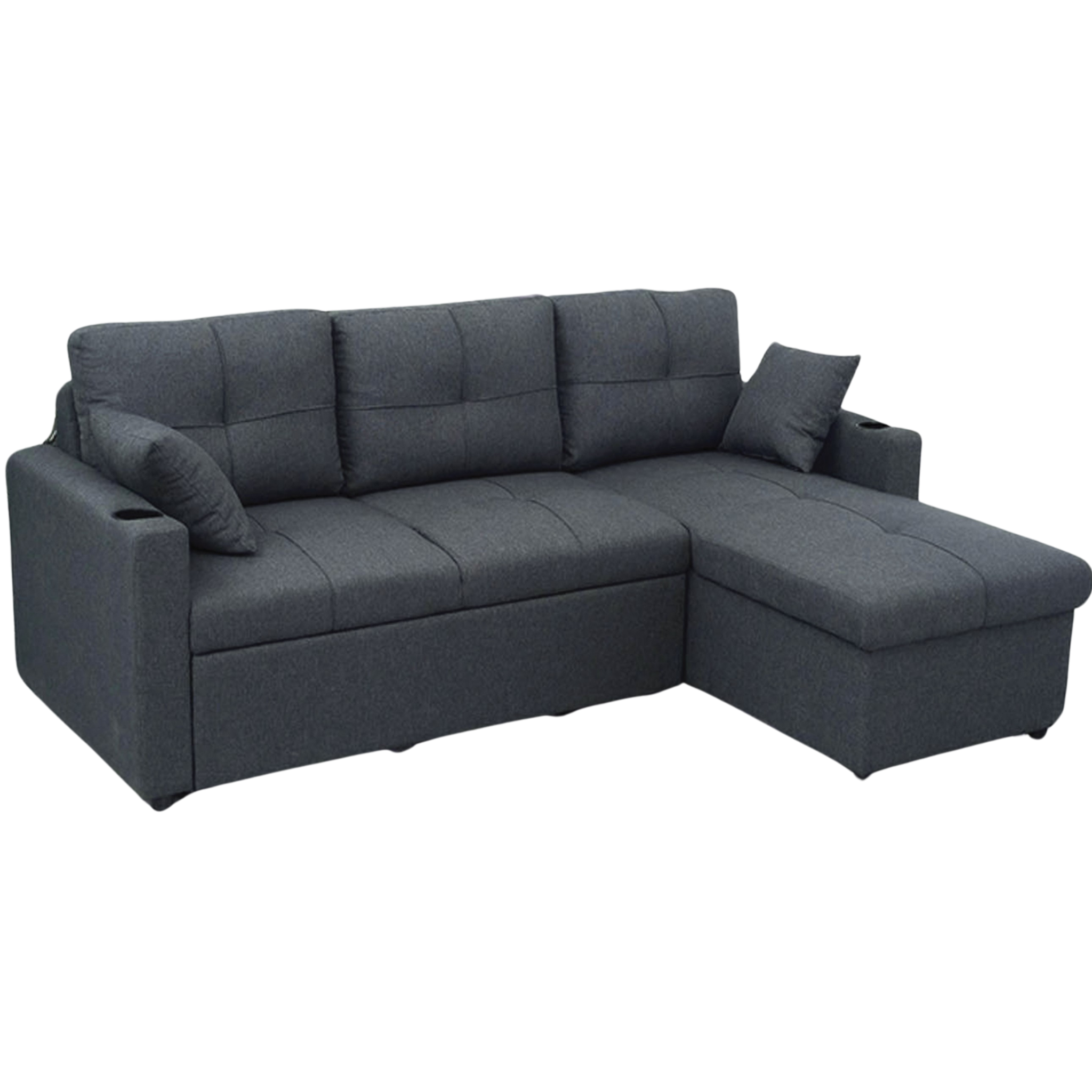Sofa Bed - Cindy Gris Tissus Doux avec rangement
