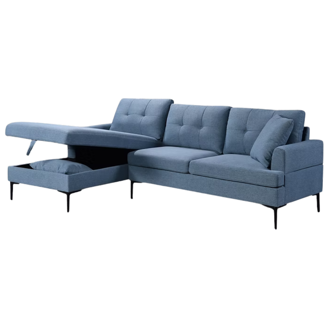 Vara – Canapé d'angle – Tissu bleu