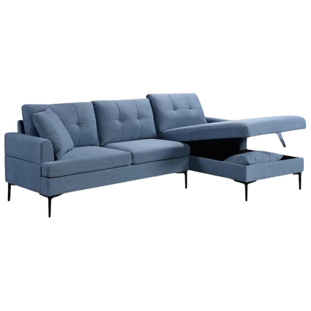 Vara – Canapé d'angle – Tissu bleu