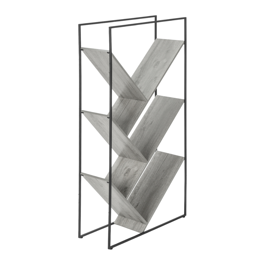 Vertixa – 60"H V-Shaped Metal Bookcase – Grey