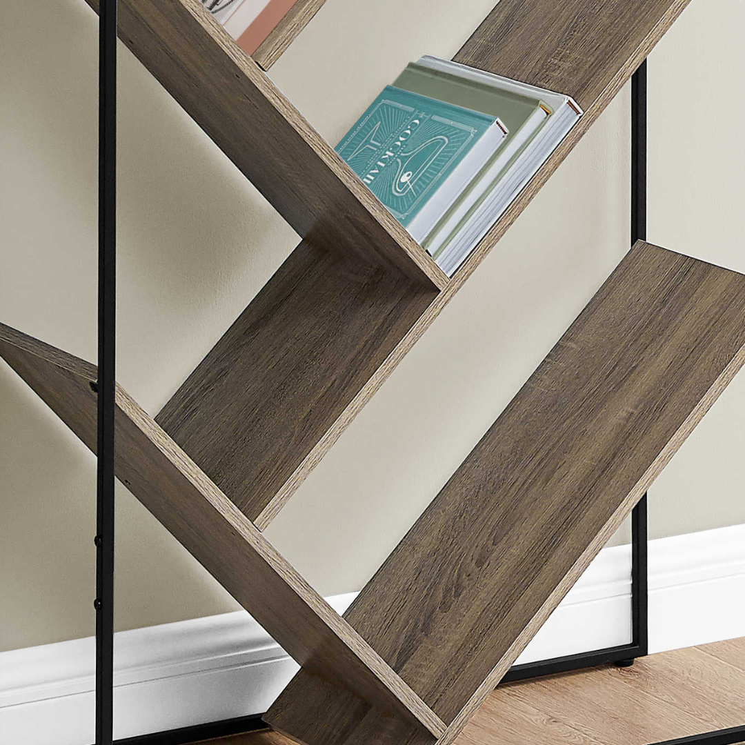 Bibliothèque métallique en forme de V Vertixa – 152 cm (60 po) de hauteur – Taupe foncé