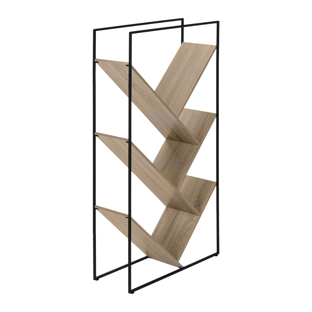 Vertixa – 60"H V-Shaped Metal Bookcase – Dark Taupe