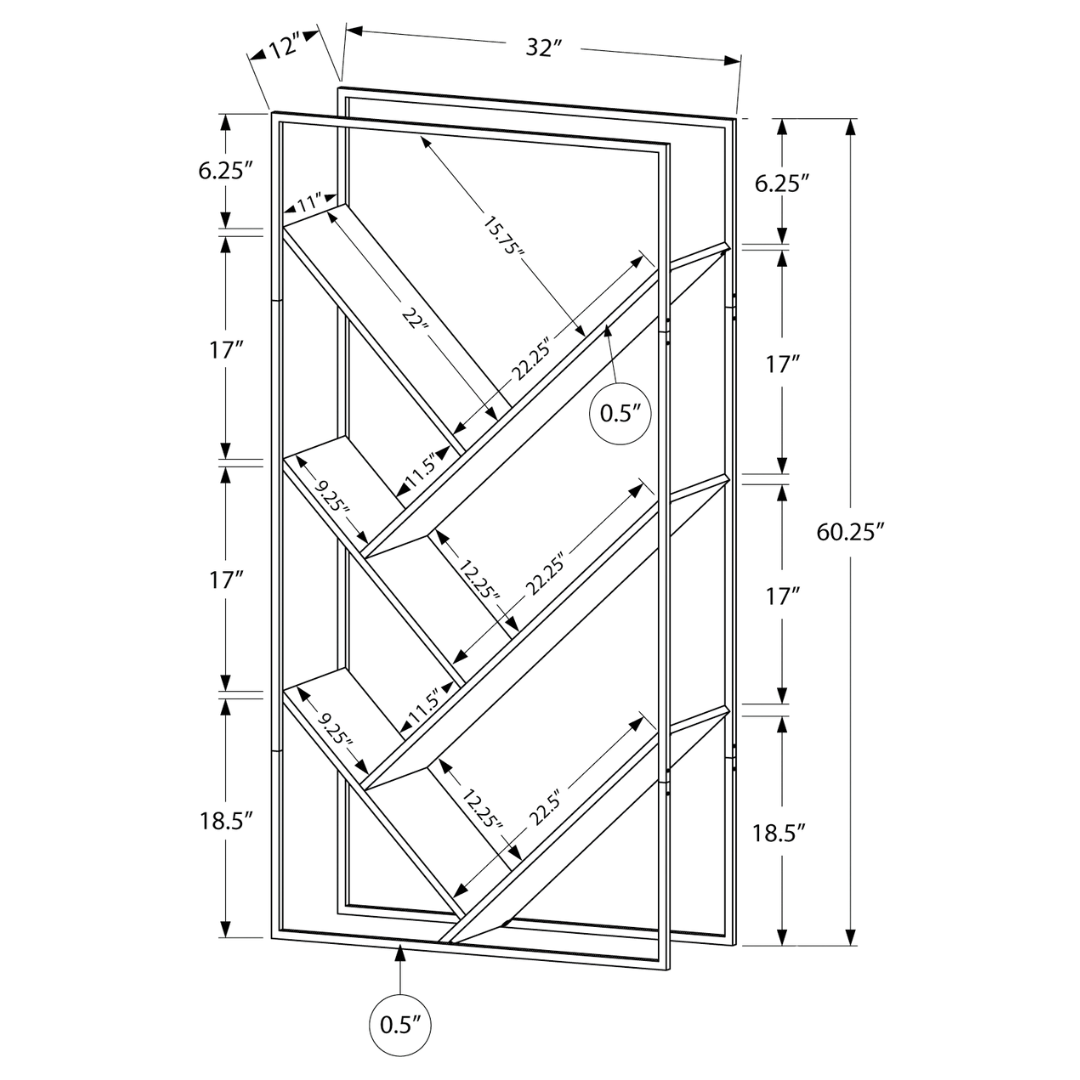 Bibliothèque métallique en forme de V Vertixa – 152 cm (60 po) de hauteur – Taupe foncé