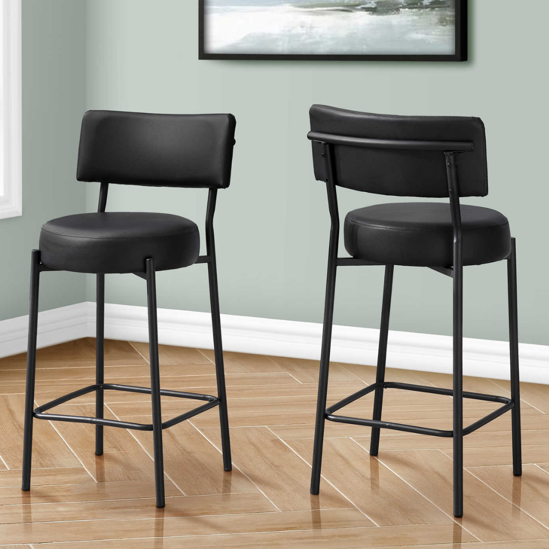 Calvero – Lot de 2 – Tabourets de bar hauteur comptoir – Noir