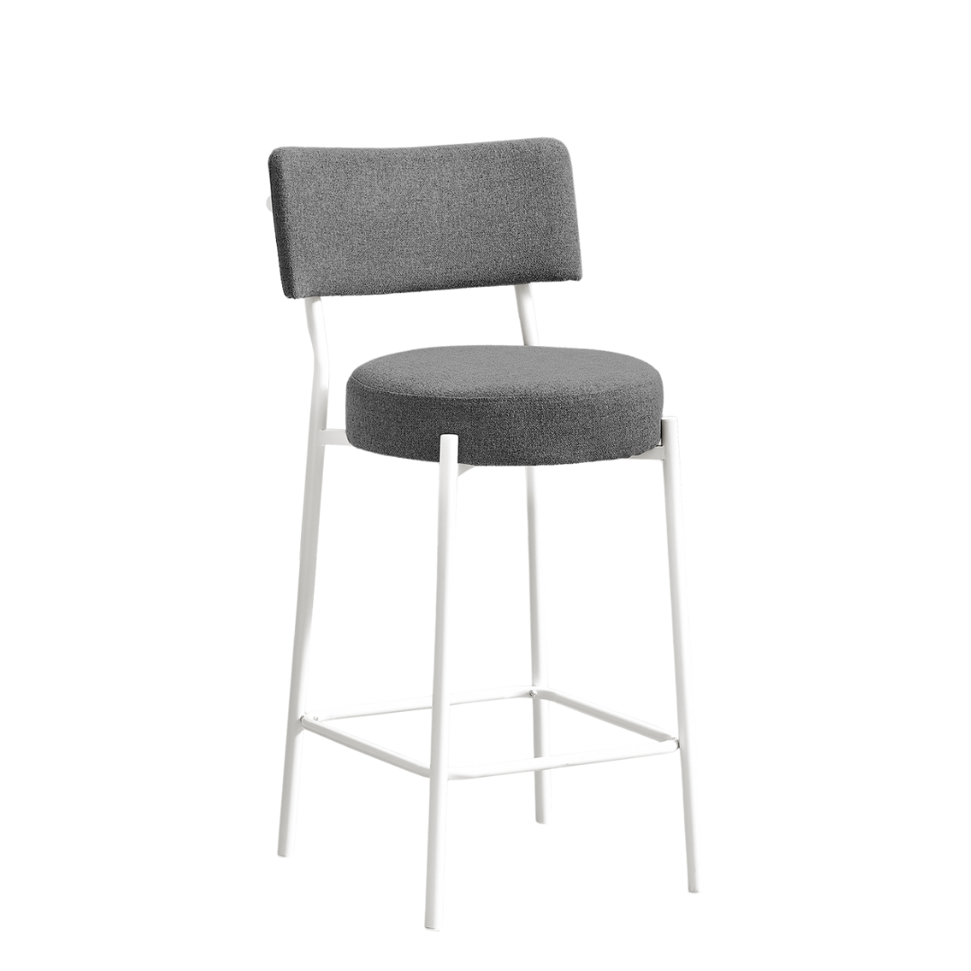 Calvero – Set of 2 – Counter Height Bar Stools – Grey / White Frame