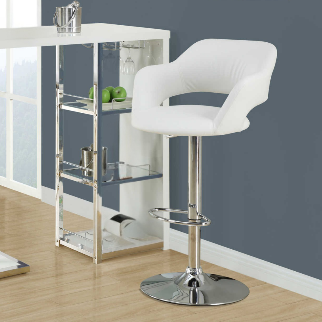 Lunaro – Lot de 2 – Tabourets de bar réglables – Blanc / Chrome