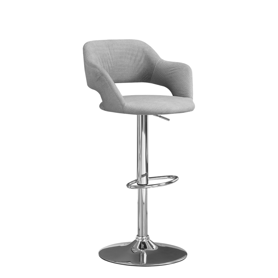 Lunaro – Lot de 2 – Tabourets de bar réglables en tissu – Gris / Chrome