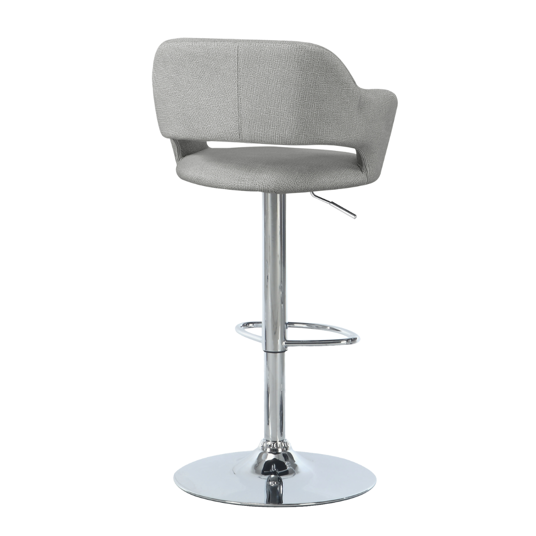 Lunaro – Lot de 2 – Tabourets de bar réglables en tissu – Gris / Chrome