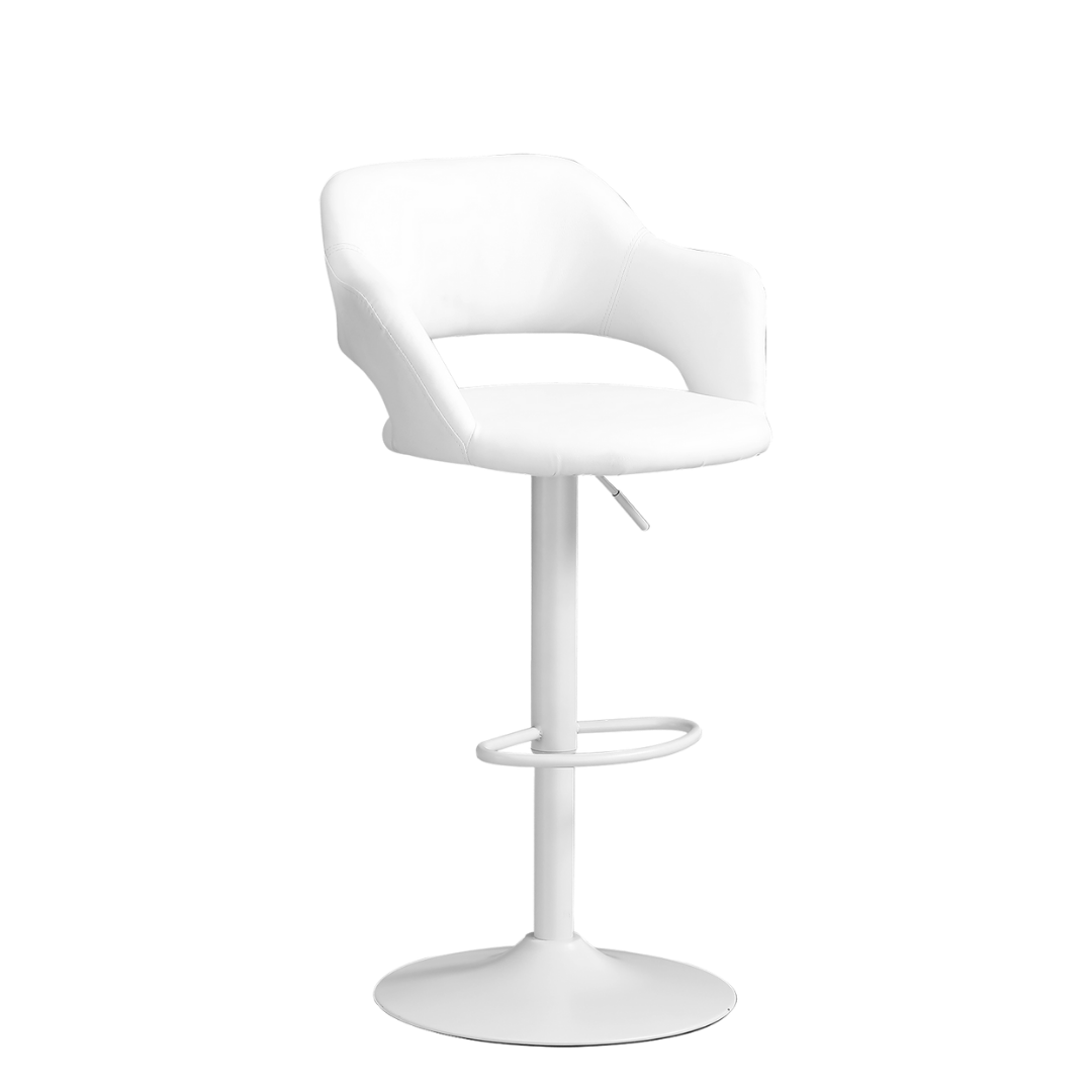 Lunaro – Lot de 2 – Tabourets de bar réglables – Blanc / Pied blanc