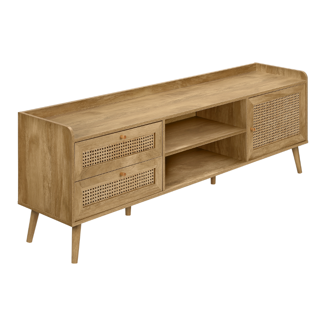 Meuble TV Ravix – 183 cm (72 po) – Noyer avec rangement