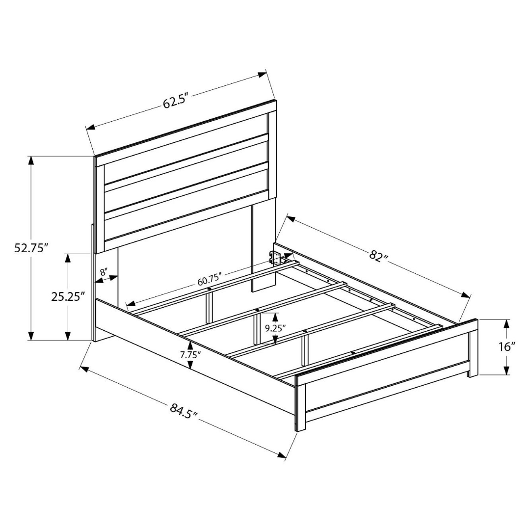 Reclano – Queen Bed Grey Reclaimed Wood Panels