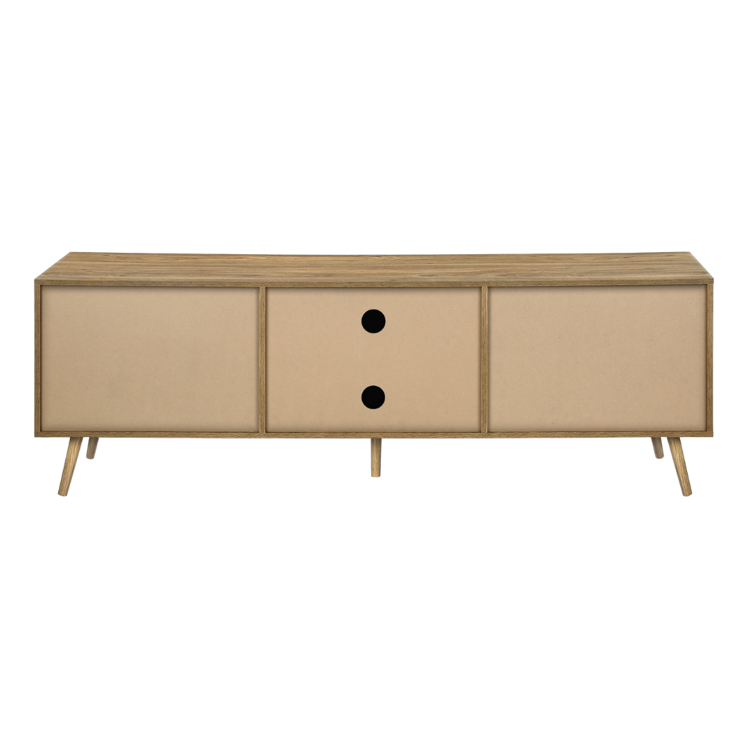 Merlo – 72" TV Stand – Light Walnut / Seagrass Look