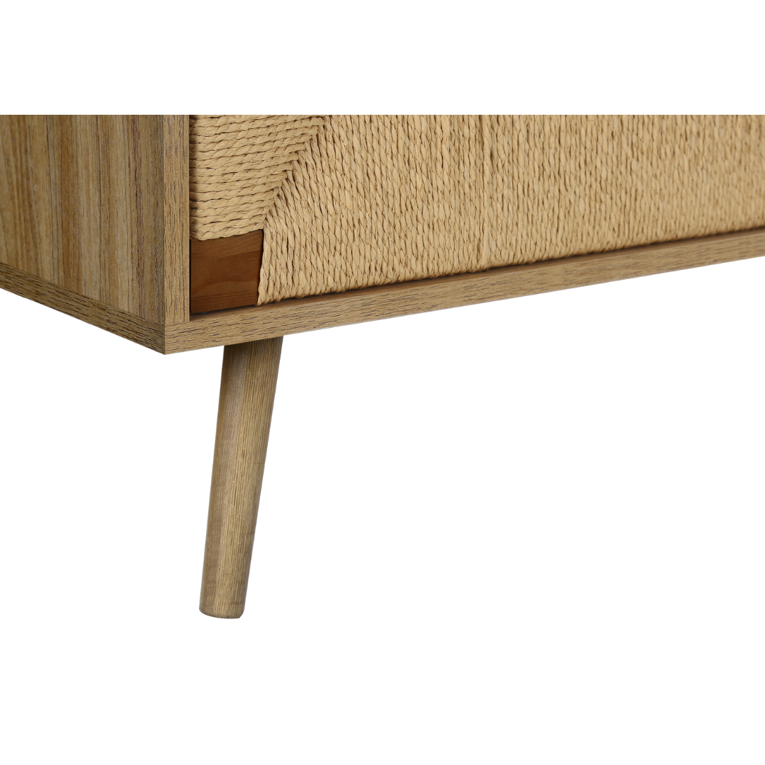 Merlo – 72" TV Stand – Light Walnut / Seagrass Look