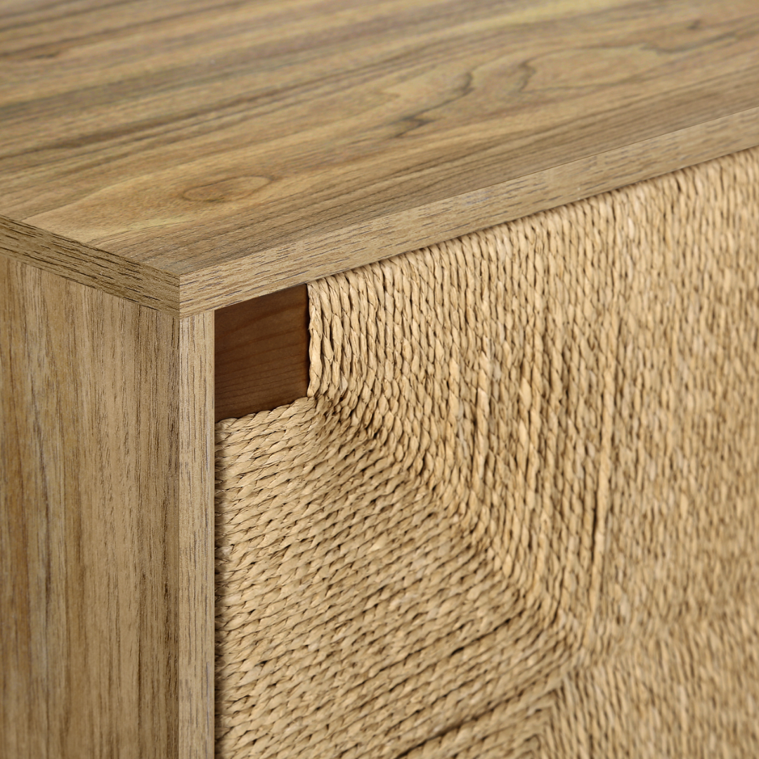 Merlo – 72" TV Stand – Light Walnut / Seagrass Look