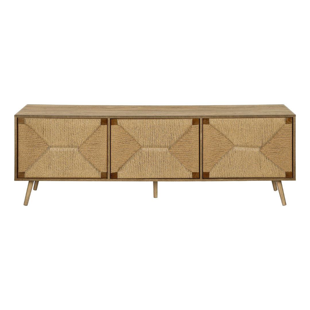 Merlo – 72" TV Stand – Light Walnut / Seagrass Look