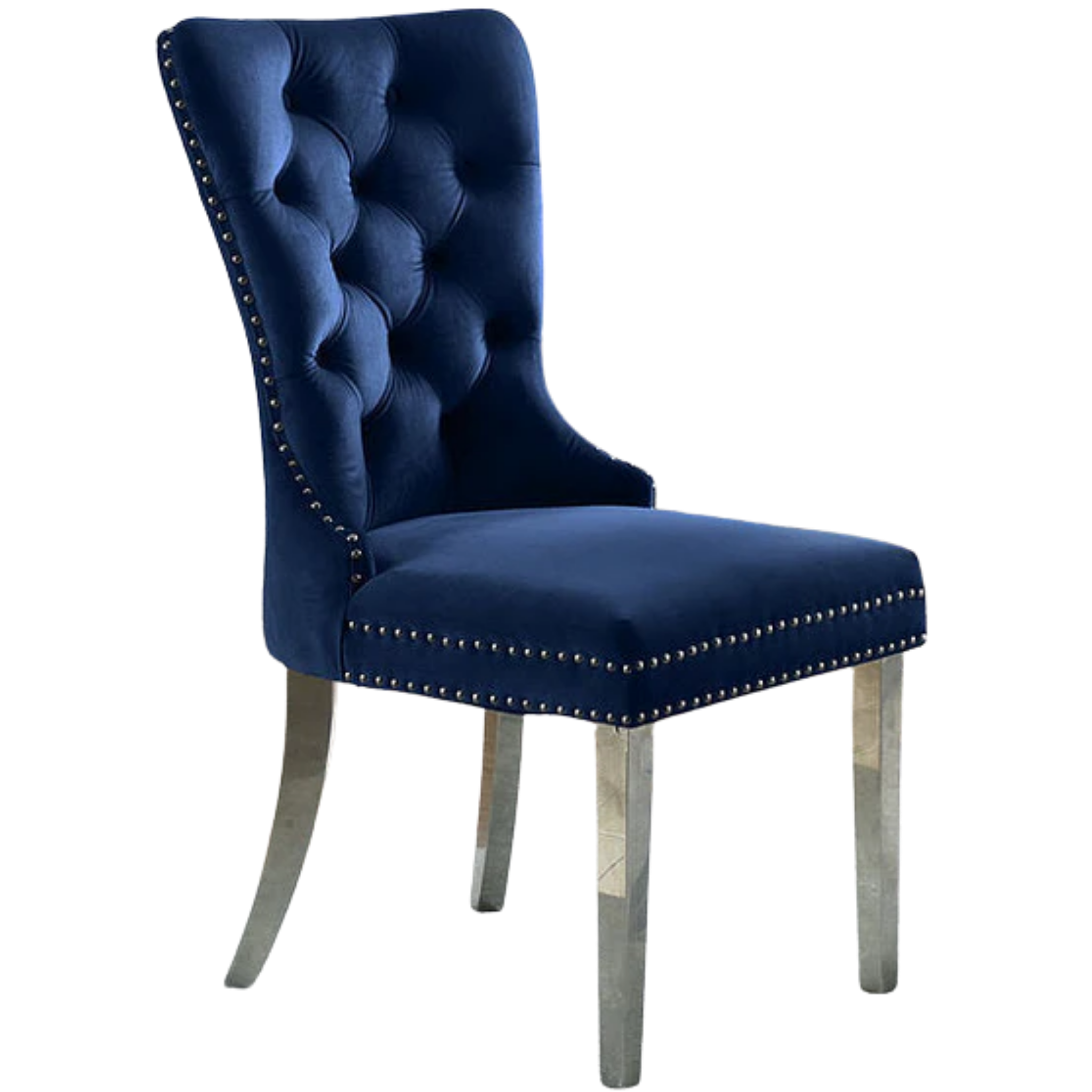 2 Pc Blue Velvet Dining Chair C-1262
