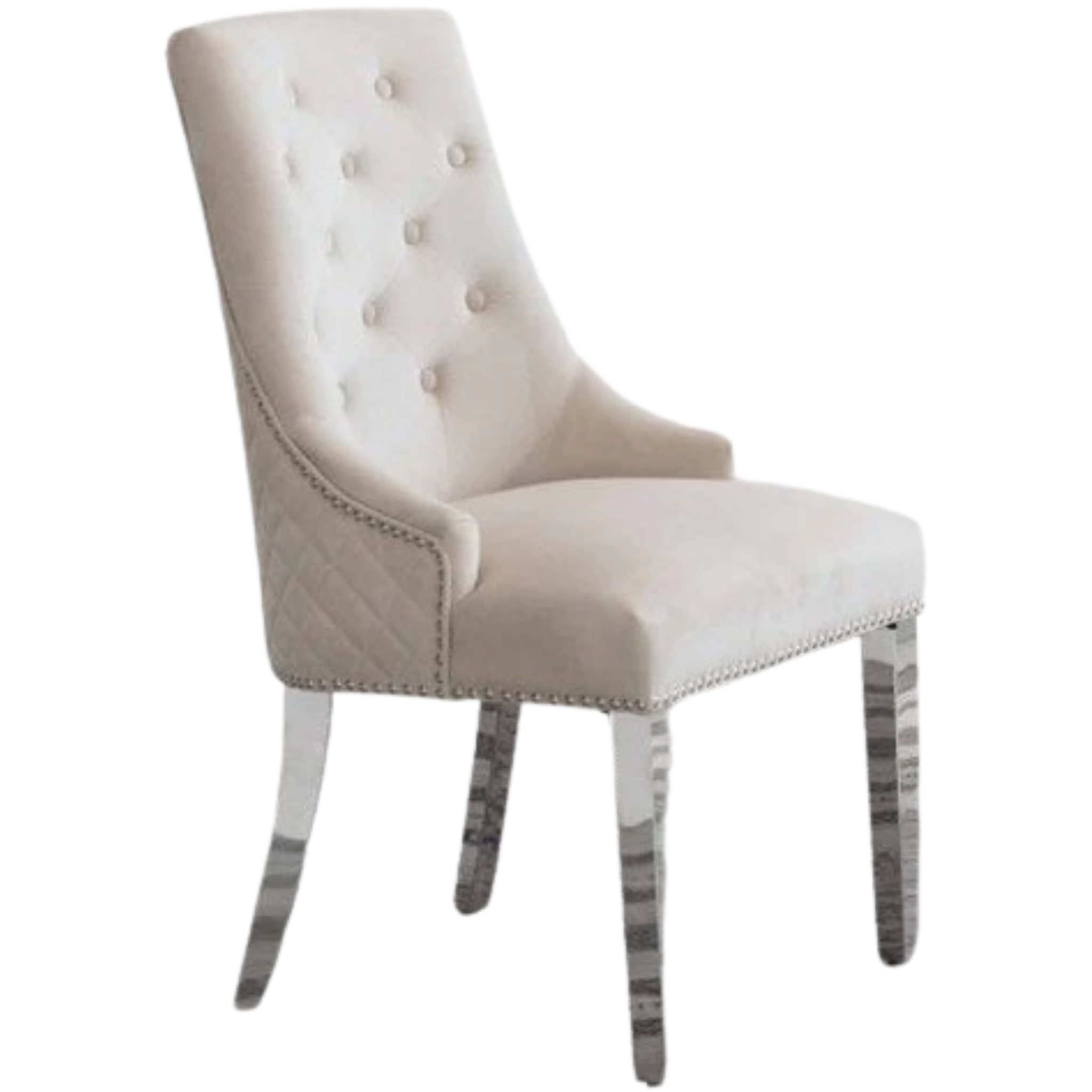 2 Pc Creme Velvet Dining Chair C-1253