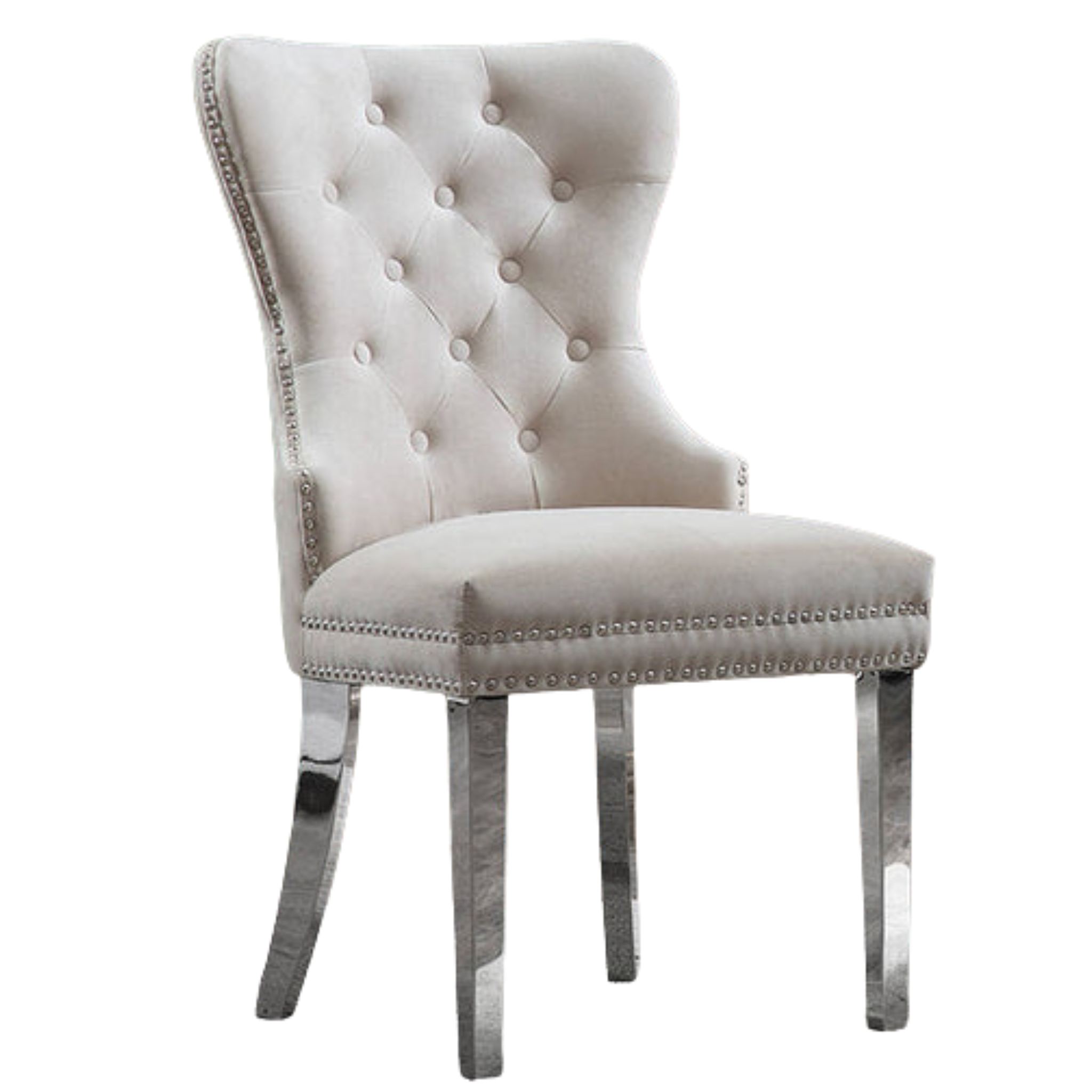 2 Pc Creme Velvet Dining Chair C-1263