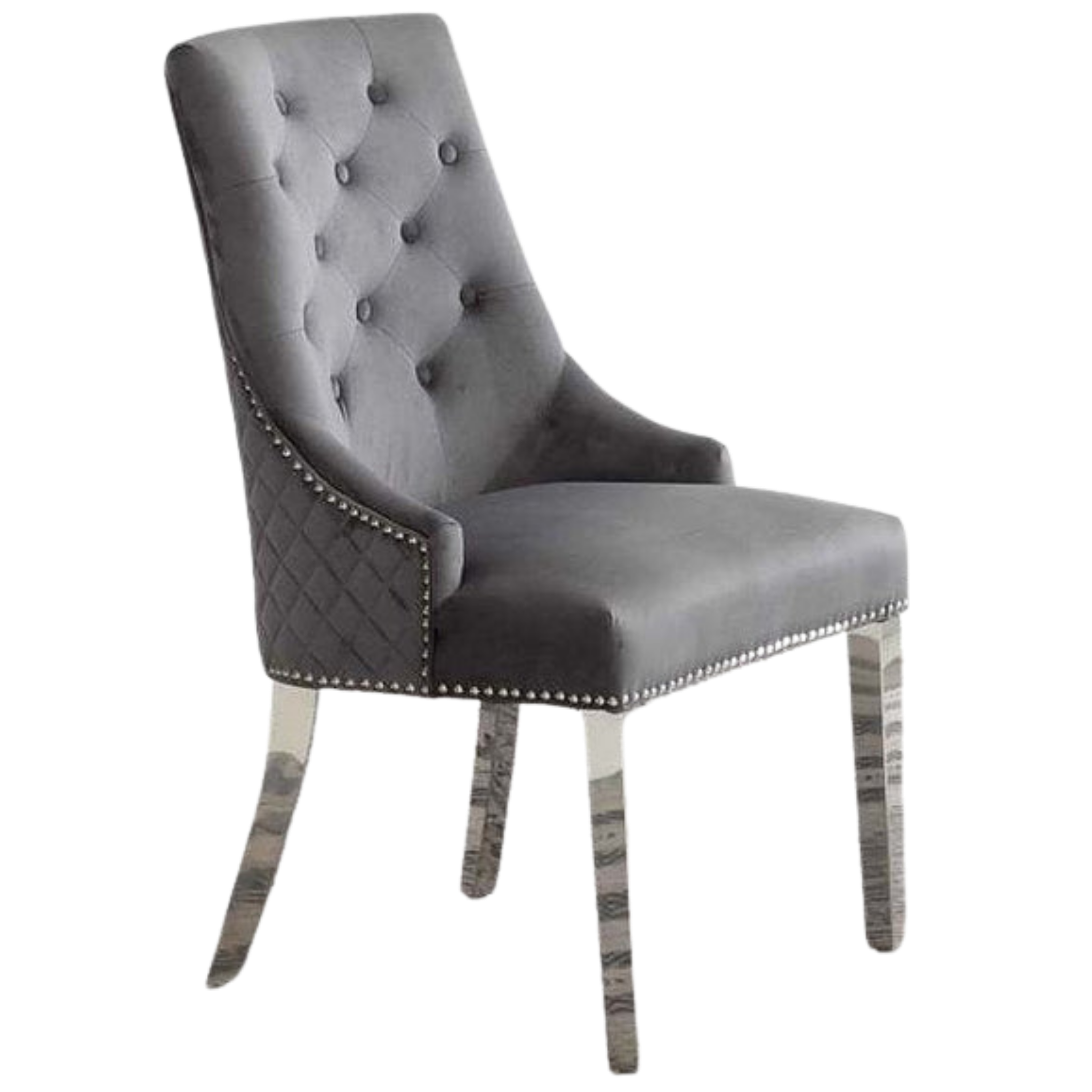 2 Pc Grey Velvet Dining Chair C-1250