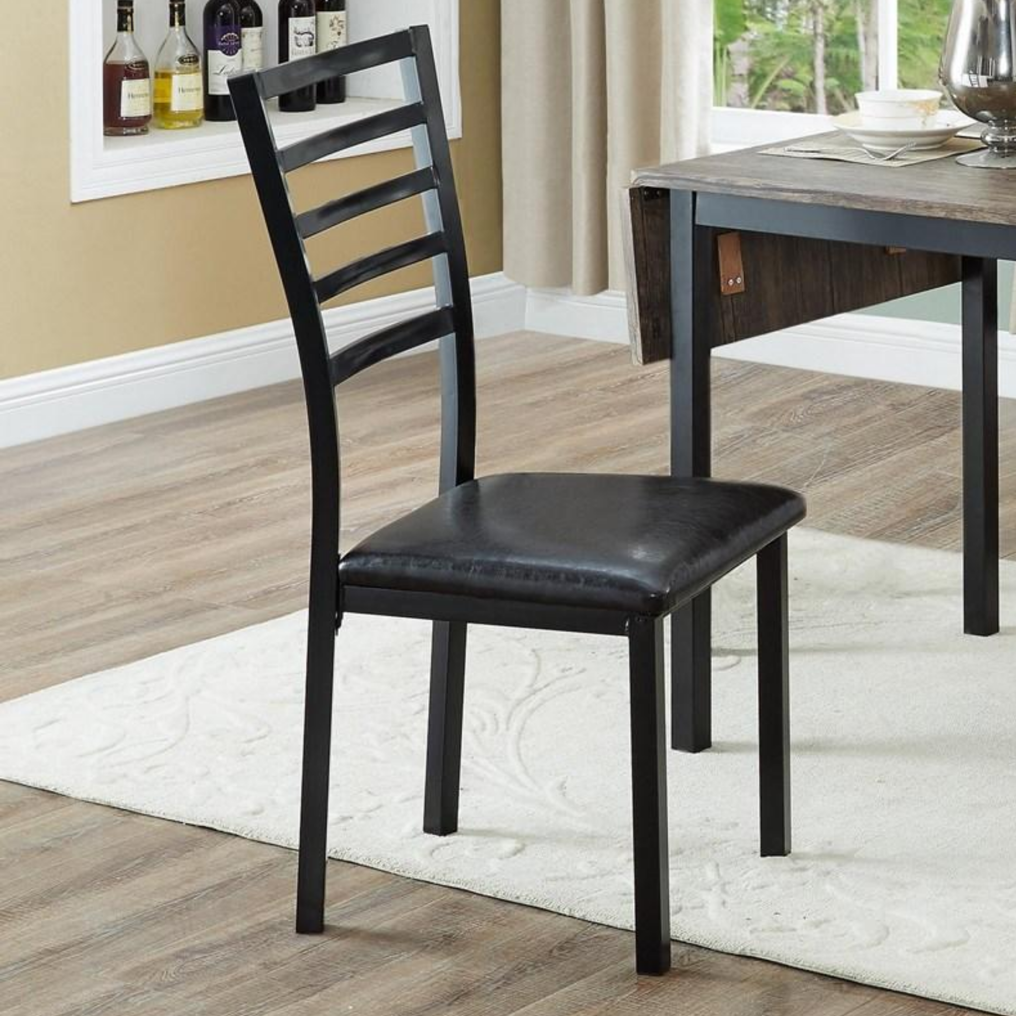2 Piece Black Metal Dining Chair C-1023